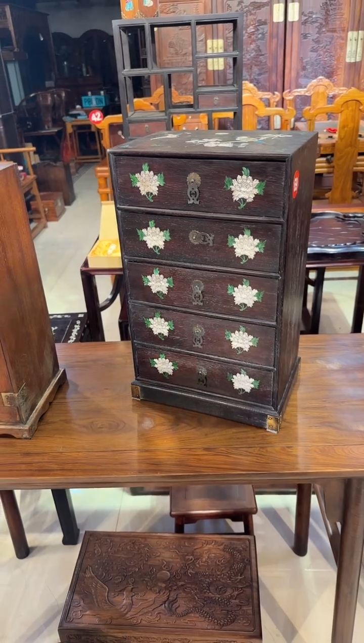 【闪购商品】木木艺邵氏紫檀花鸟五斗柜800.888