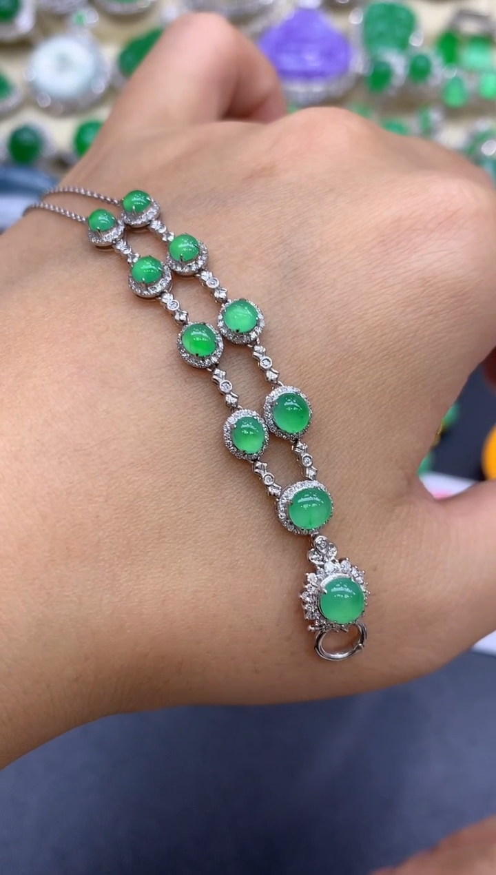 颈饰18K金镶嵌翡翠351-中国好珍宝