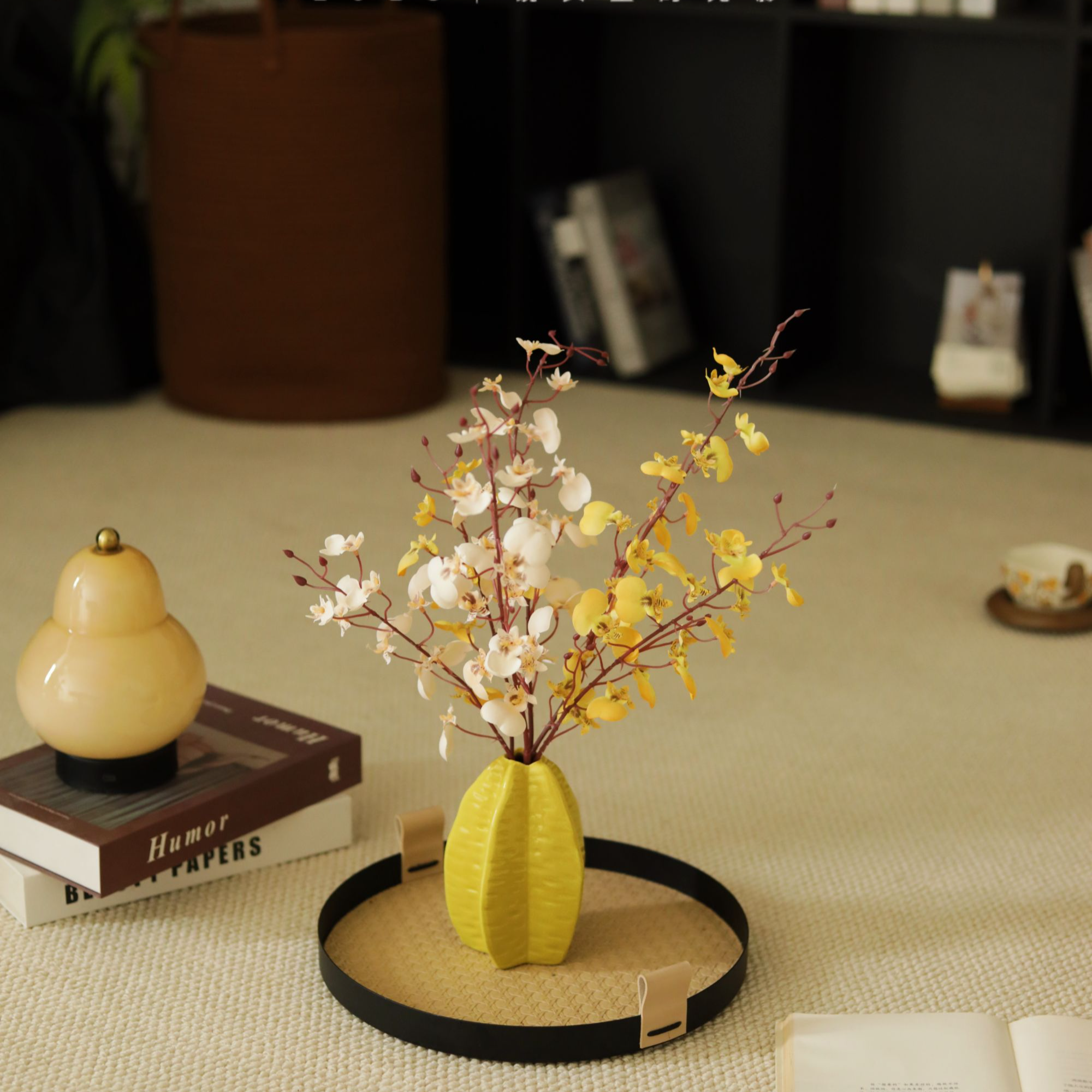 混色跳舞兰·假花仿真花餐桌花轻奢高档高级感家居摆件客厅装饰