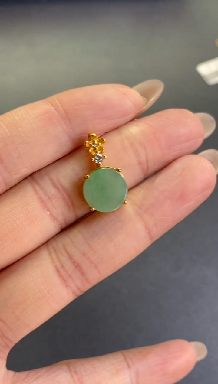 颈饰银S925镶嵌翡翠净货17351