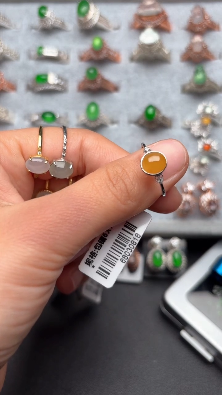 【闪购商品】翡翠戒指银S925镶嵌缅甸A货翡翠S925银镶嵌