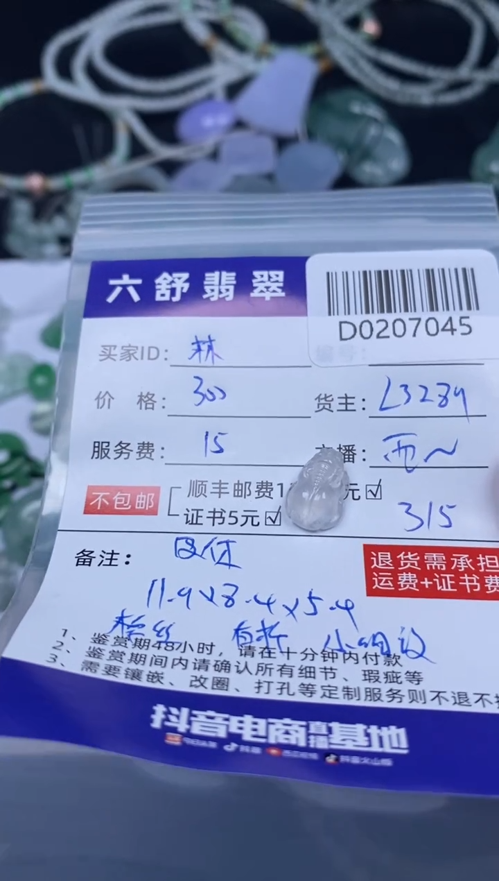 【闪购商品】翡翠吊坠(不含链)未镶嵌D0207045