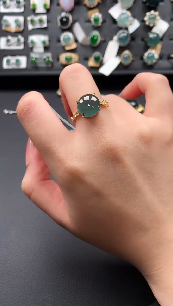 【闪购商品】翡翠戒指银S925镶嵌52141