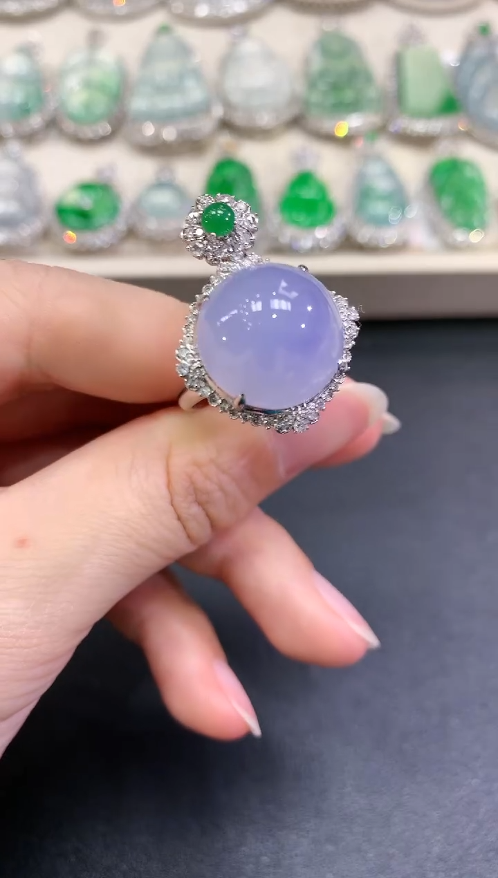 【闪购商品】翡翠戒指18K金镶嵌B12  紫货有色差