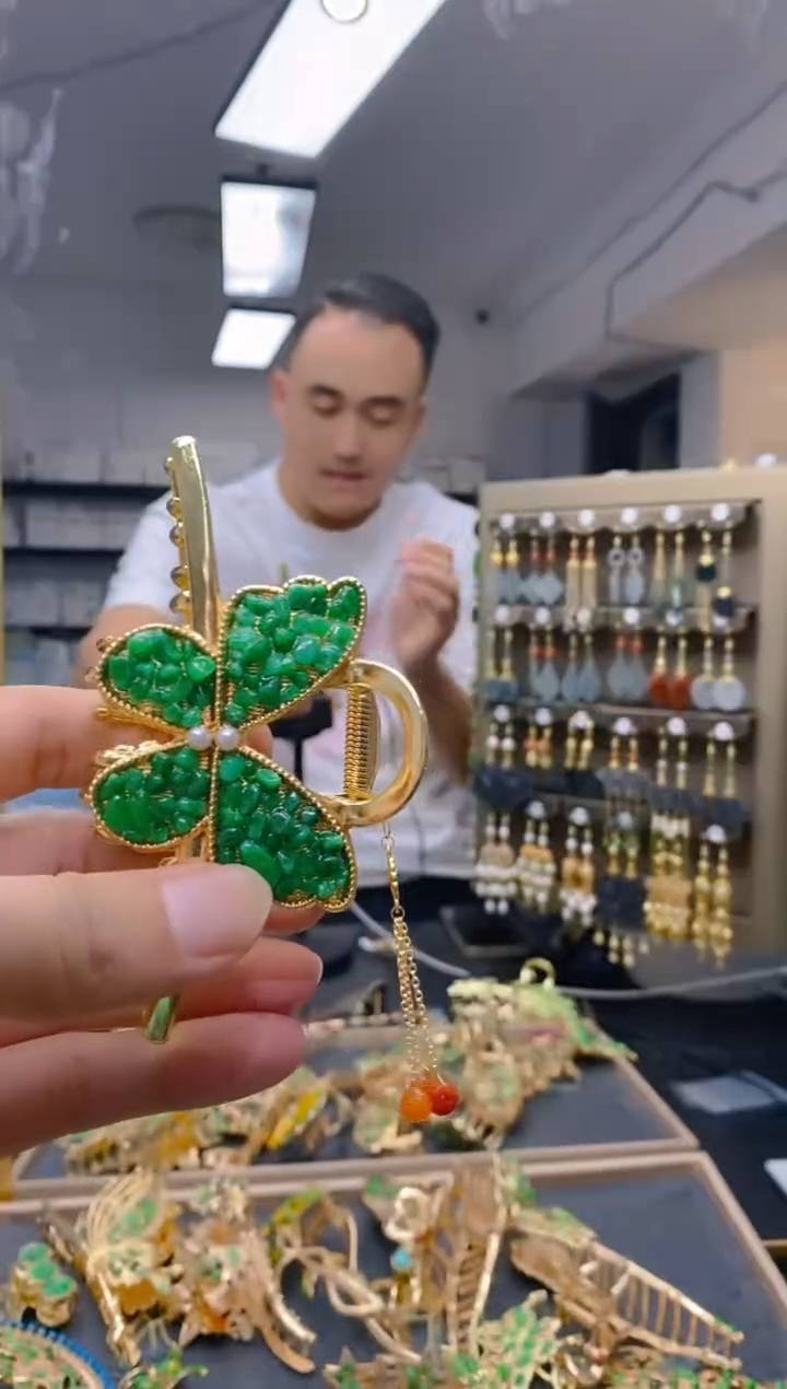 【闪购商品】翡翠耳饰合金0192翡翠发簪