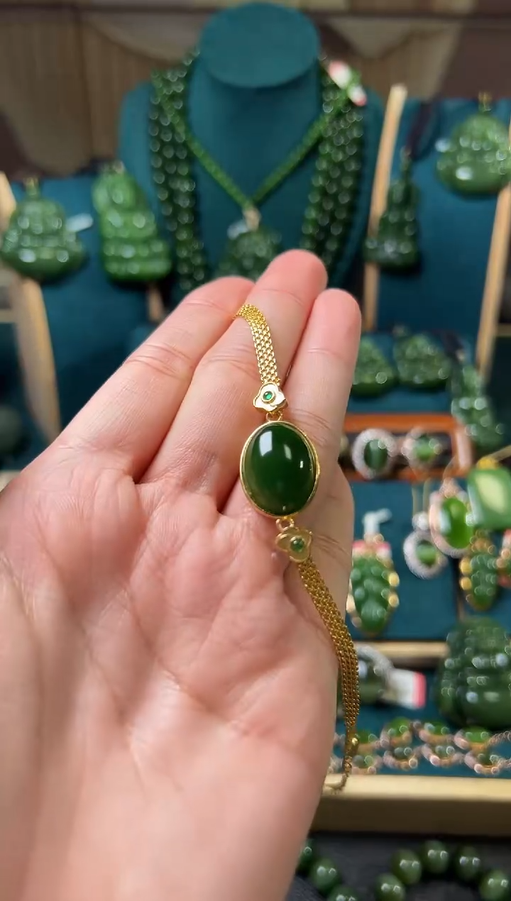 【闪购商品】和田玉（碧玉）手链银S925镶嵌碧玉