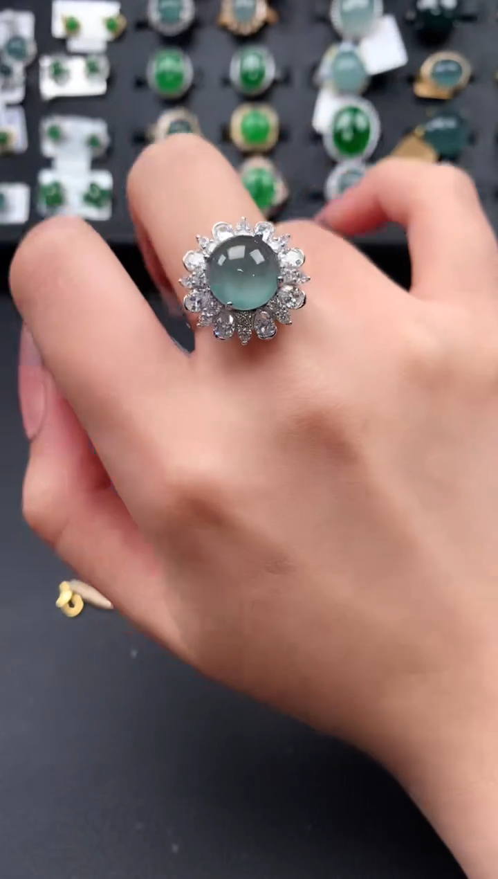 【闪购商品】翡翠戒指银S925镶嵌52141