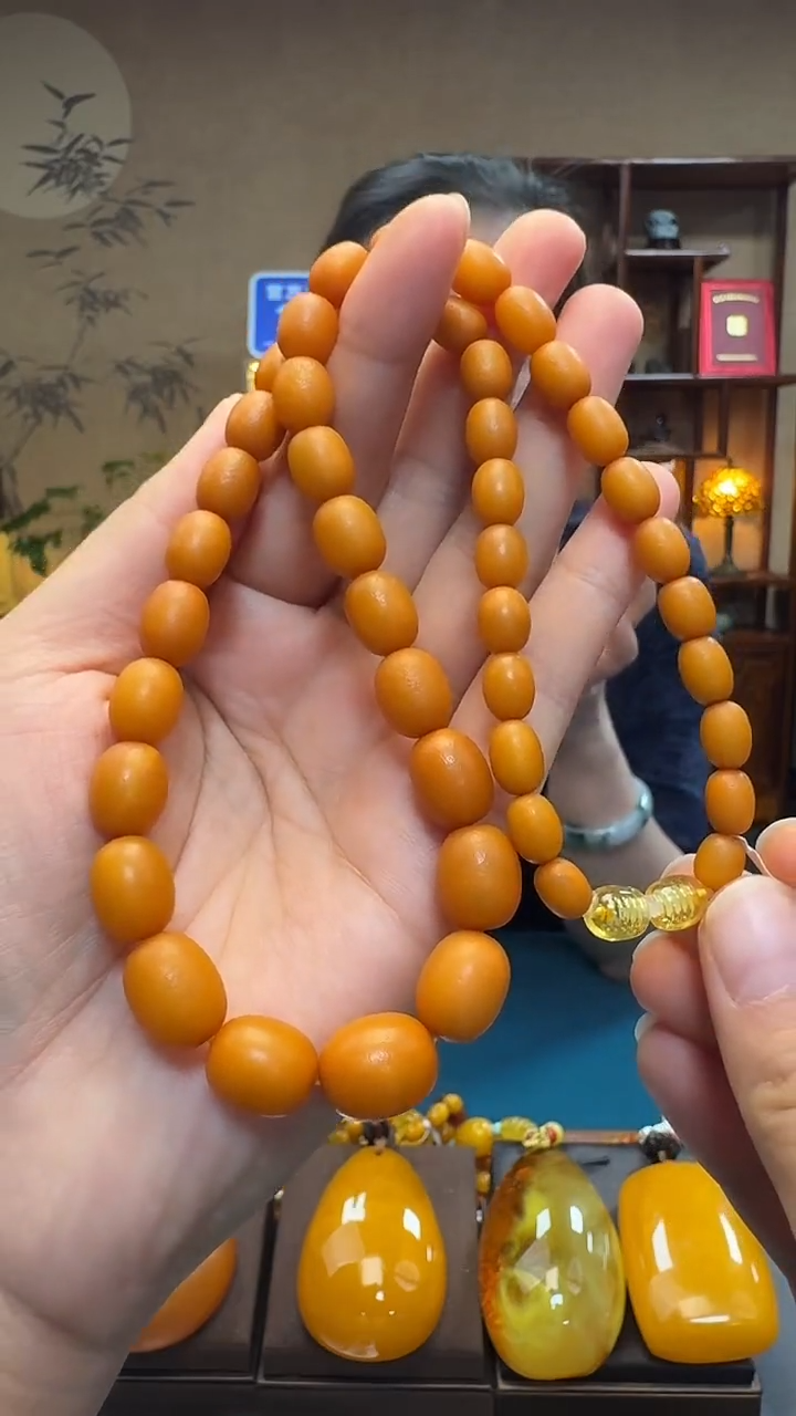琥珀项链未镶嵌天然保真蜜蜡枣珠项链