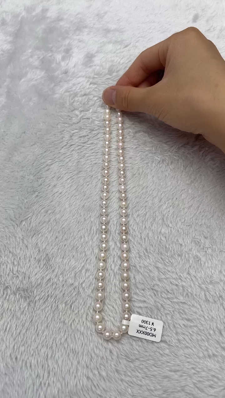 海水珍珠银S925镶嵌项链AK6.5-7mm