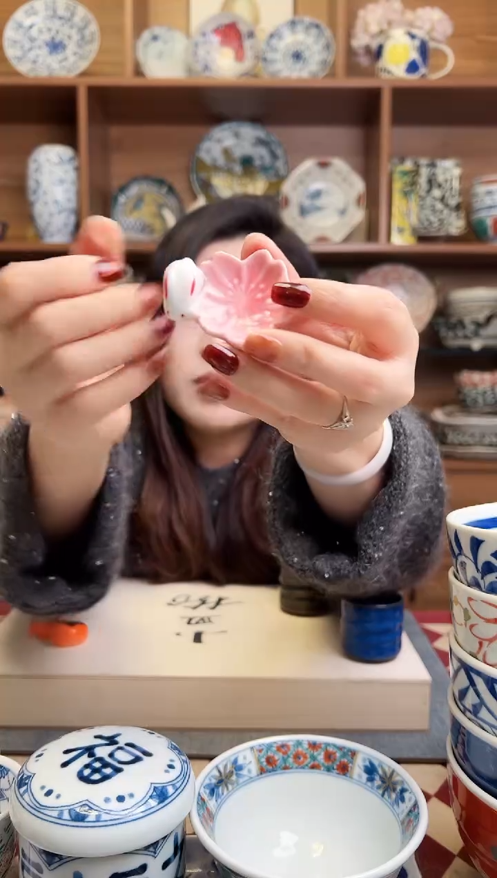 樱花兔粉 筷架 2只装