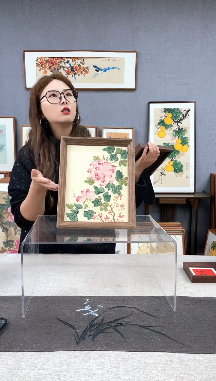 【闪购商品】国画10寸-23*29摆台书法作品-芙蓉