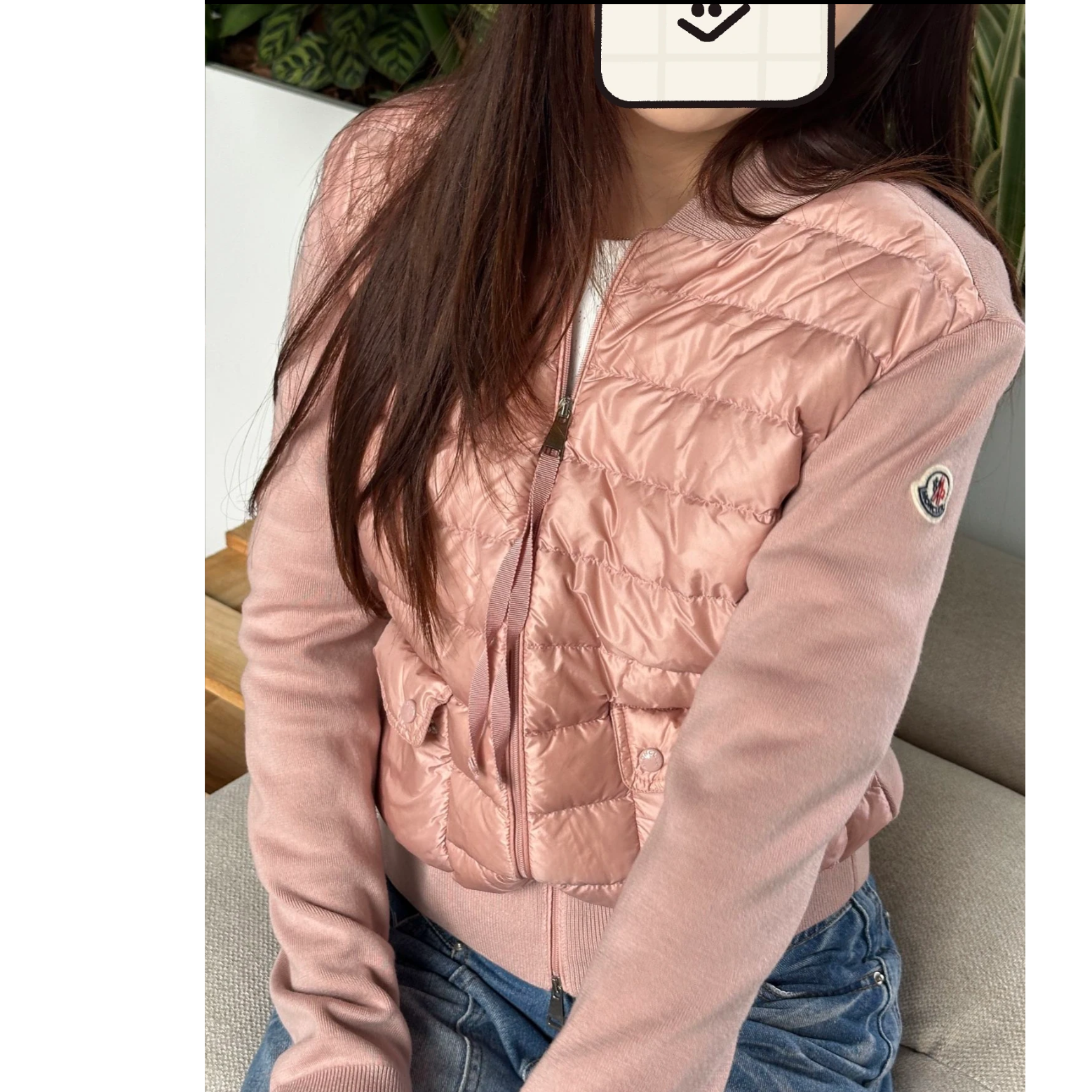 未使用 MONCLER 纯色拉链拼接外套 粉色/XS