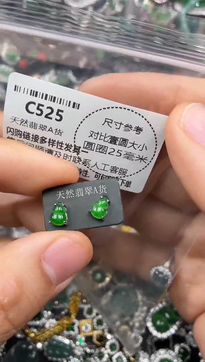 颈饰未镶嵌翡翠C525耳钉