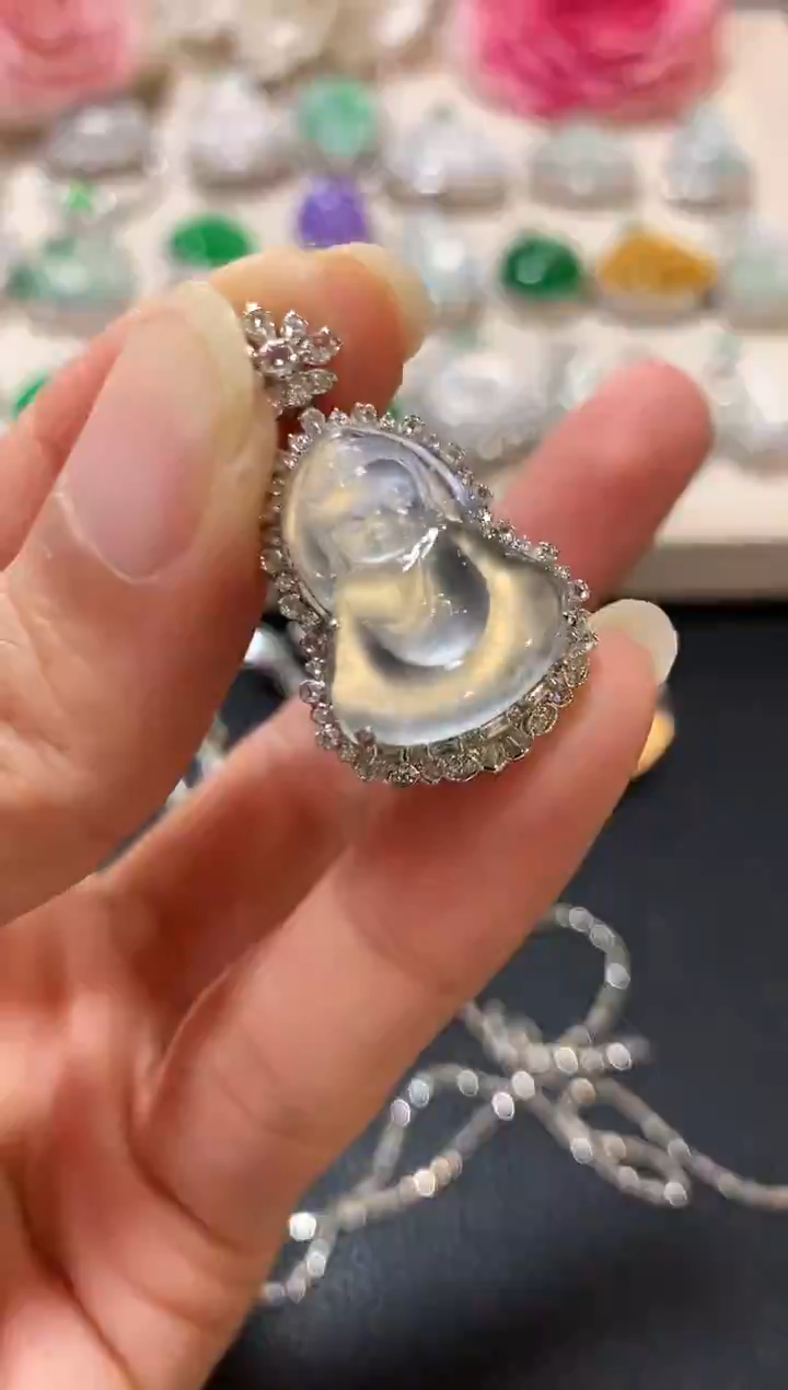 吊坠(不含链)18K金镶嵌翡翠n29  