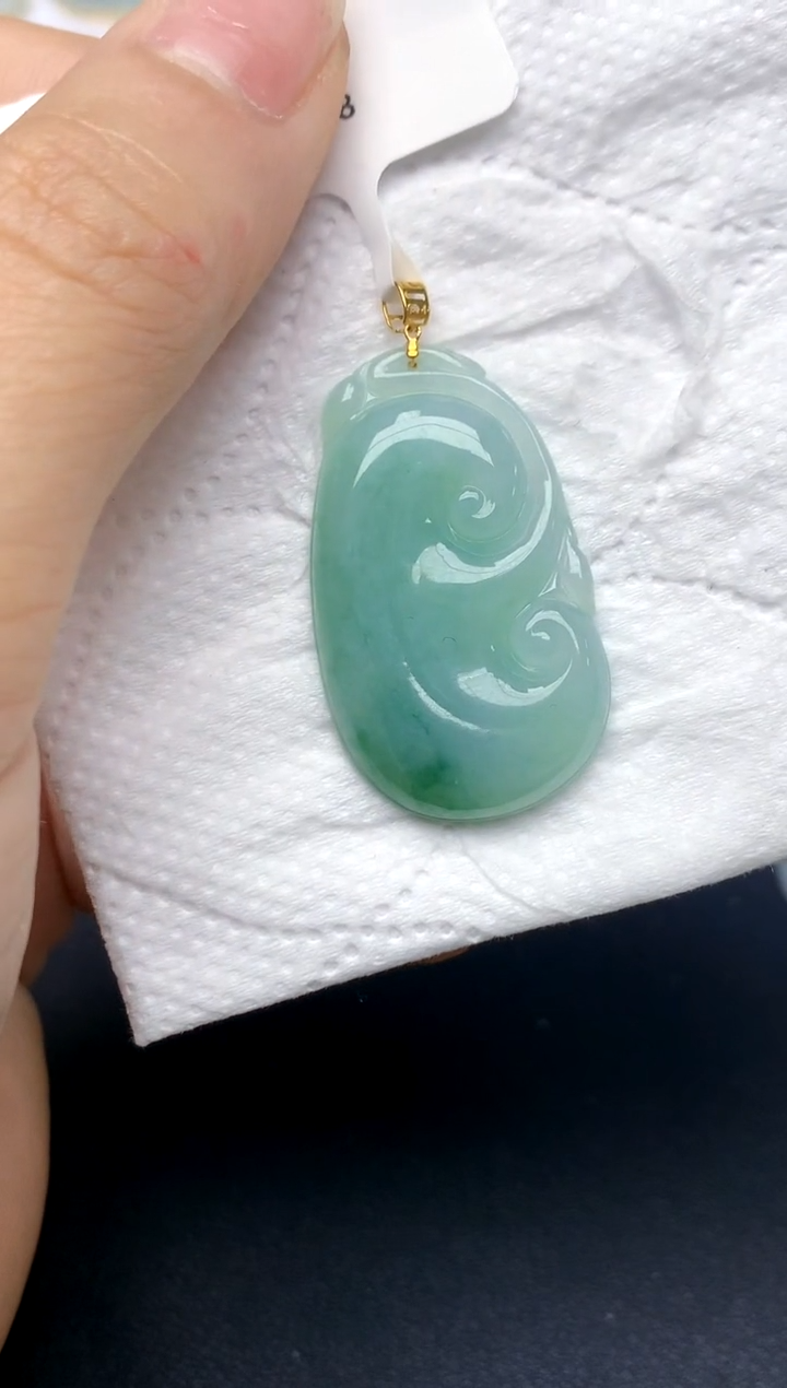 翡翠18K金镶嵌颈饰天然A货翡翠