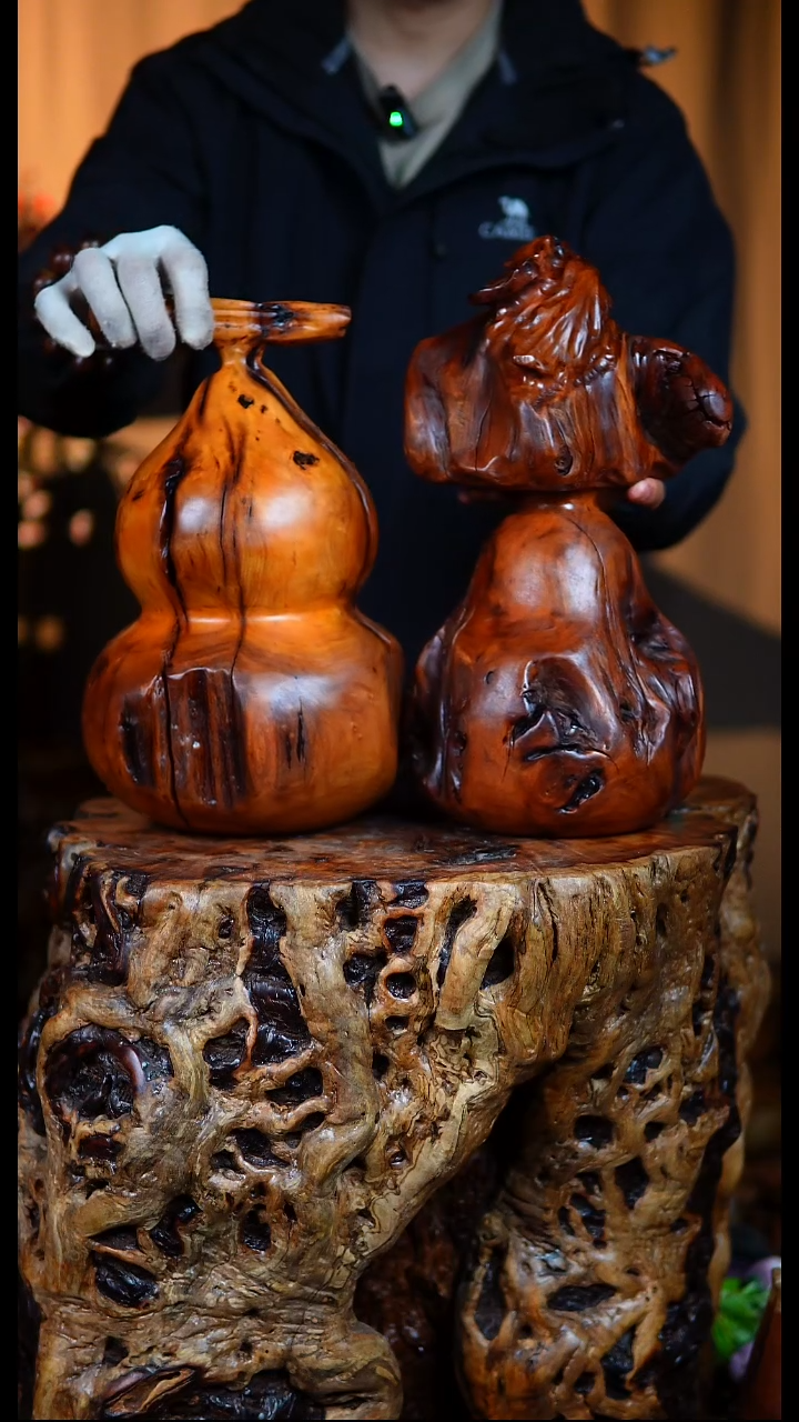 枣木快*百年鸡心枣木两只葫芦（尾款）