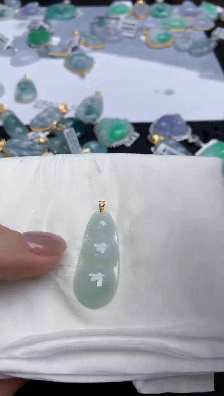 【闪购商品】翡翠颈饰18K金镶嵌天然缅甸翡翠A货