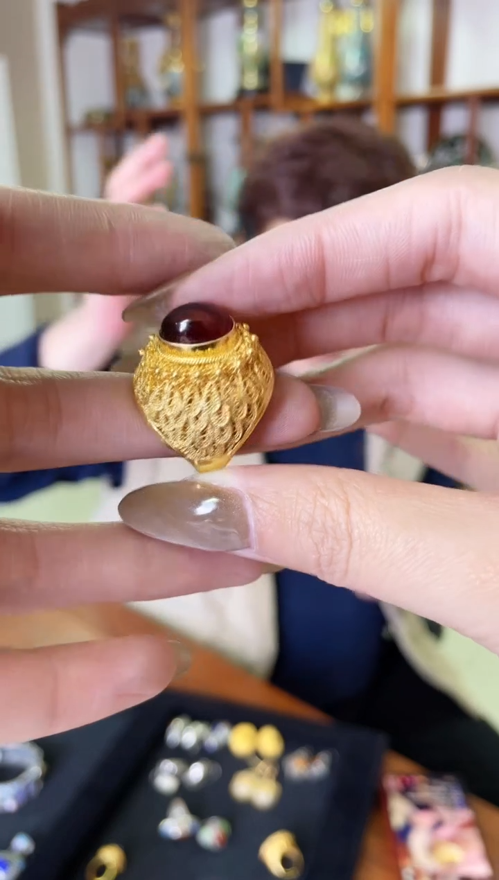 【闪购商品】非遗绝技花丝镶嵌戒指红色