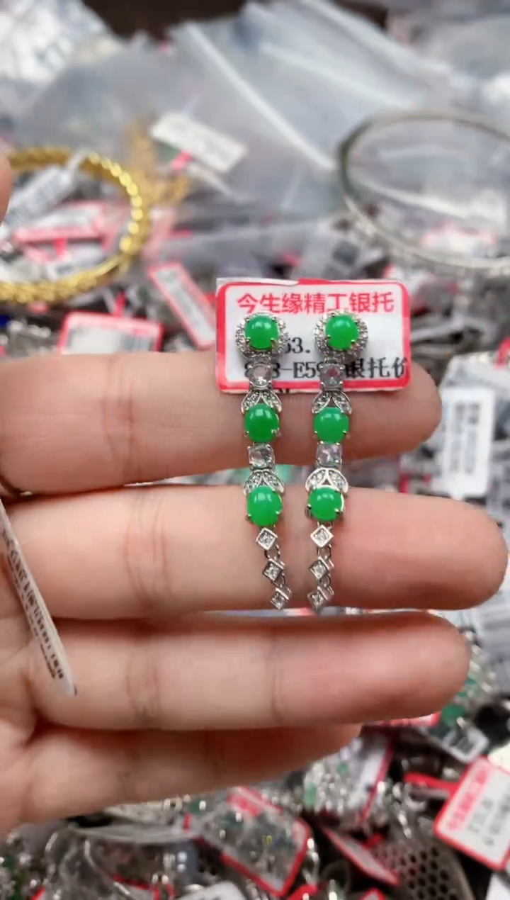 银S925镶嵌戒指翡翠天然A货缅甸翡翠