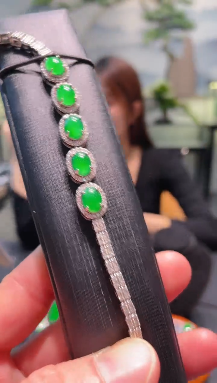 【闪购商品】翡翠手链银S925镶嵌A19天然A货翡翠