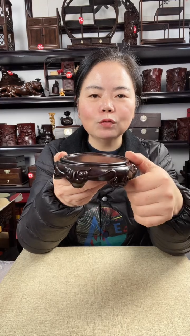 木羊头底座老李红木工艺品