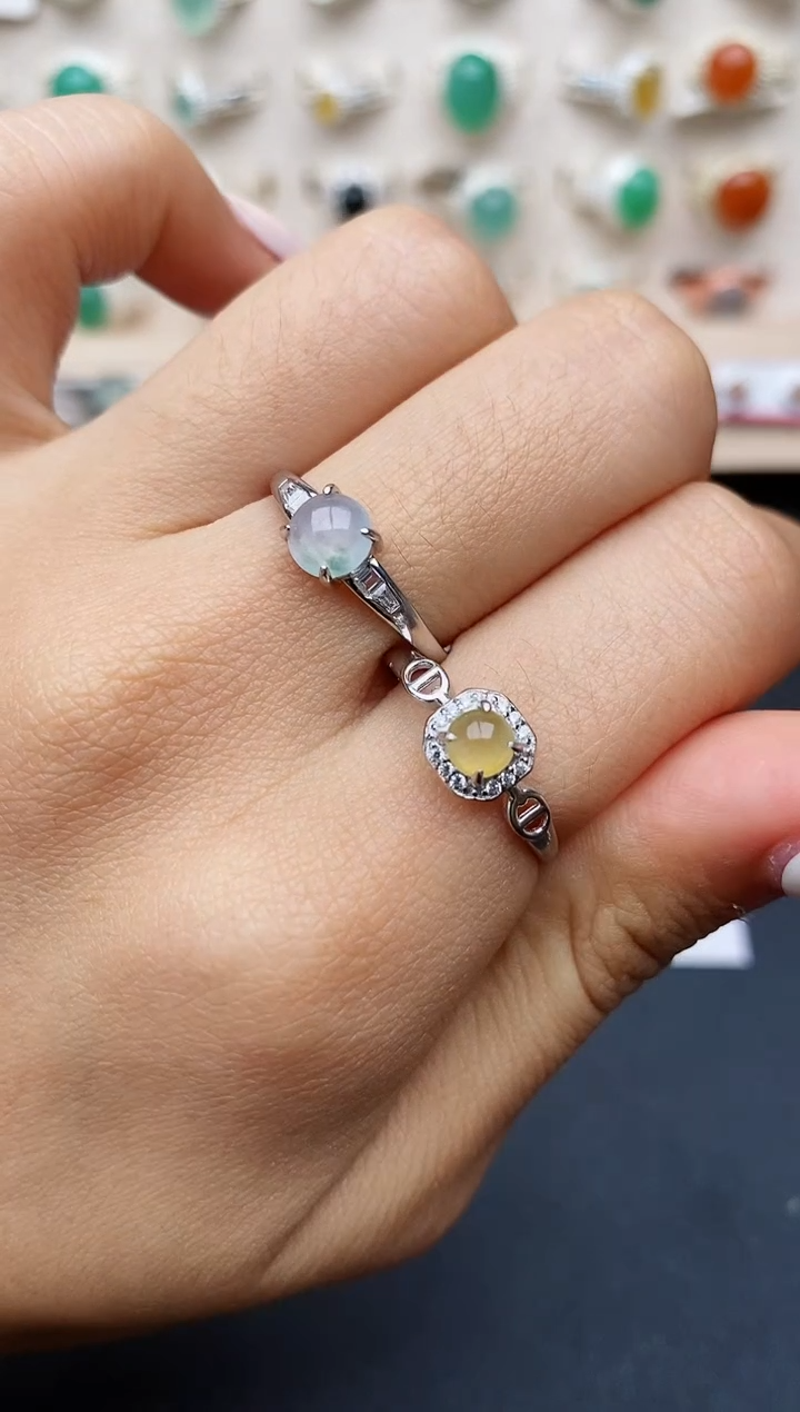 【闪购商品】翡翠戒指银S925镶嵌缅甸翡翠