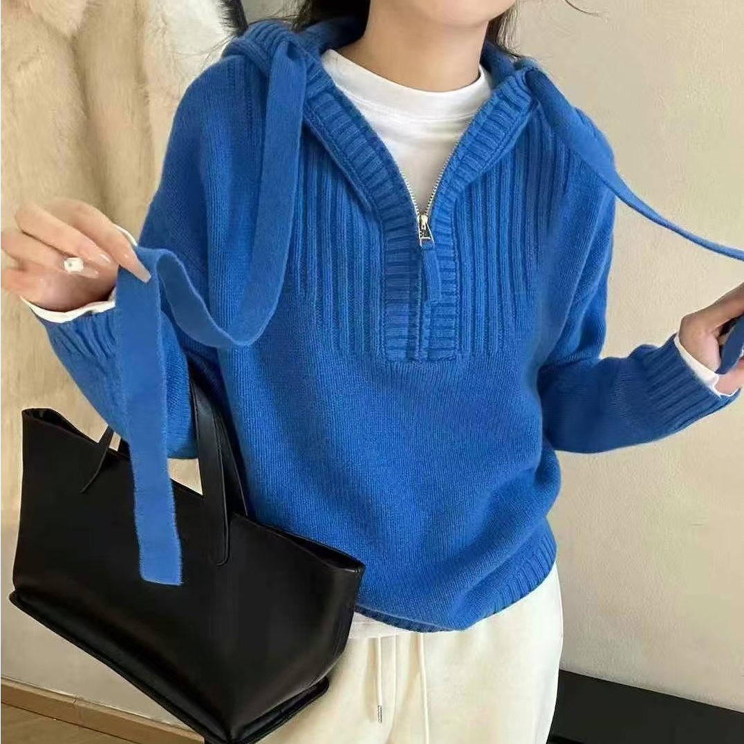6733慵懒风秋冬气质连帽高级感加厚羊毛衫（不可机洗）