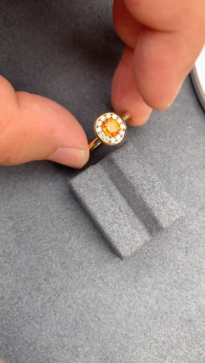 【闪购商品】石榴石（芬达石）戒指18K金镶嵌1.1ct芬达戒指