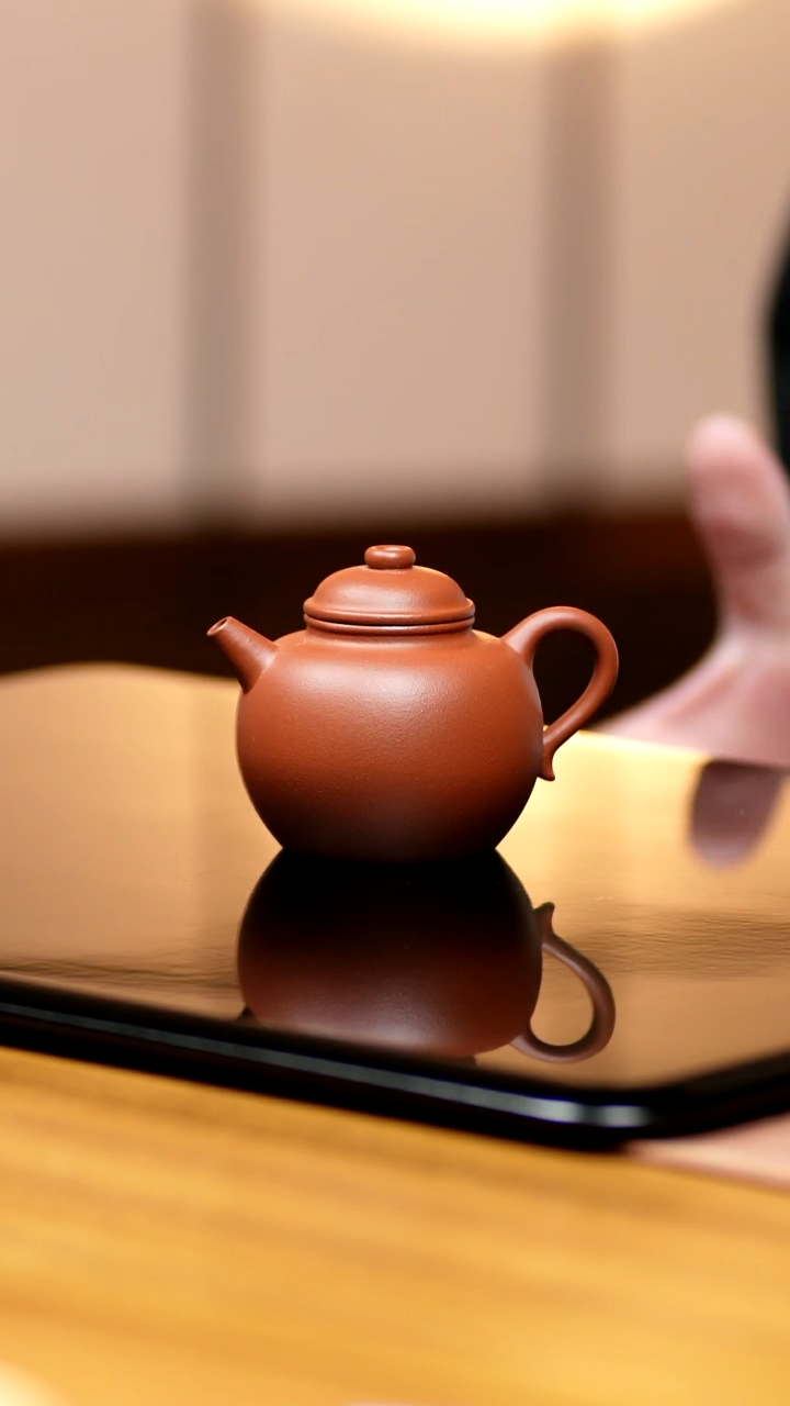 茶壶紫砂五堂  大彬圈钮-朱泥