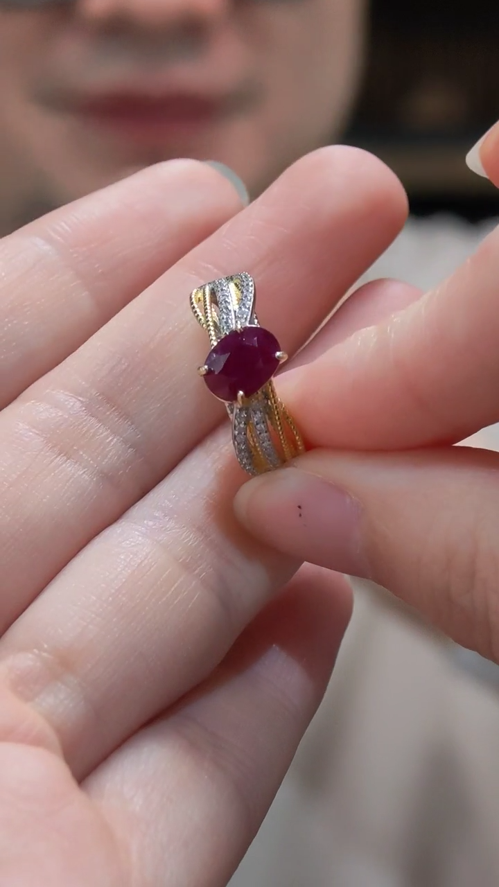 戒指银S925镶嵌红宝石S925银红宝石戒指CBGF