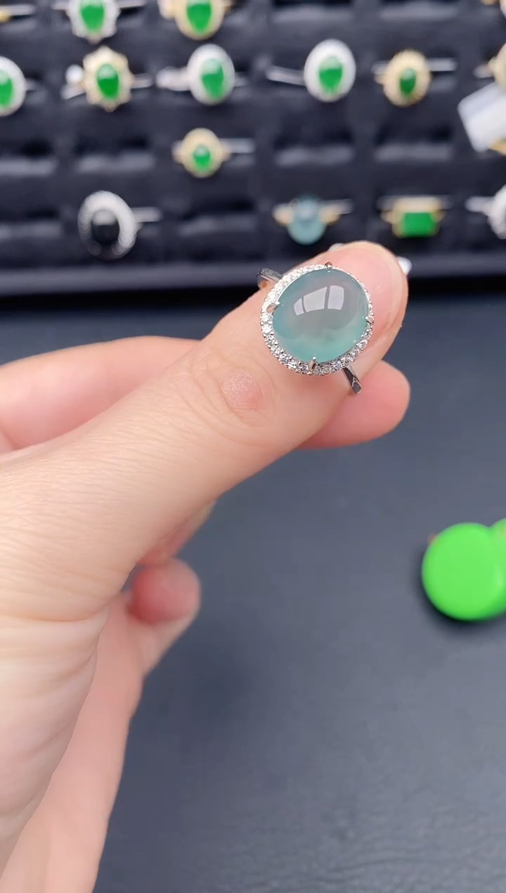 银S925镶嵌戒指翡翠天然a货翡翠171