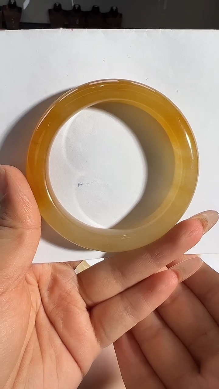 未镶嵌石英质玉（黄龙玉）手镯54圈口02