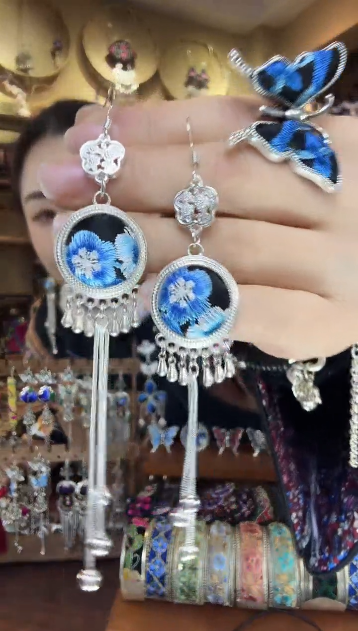 刺绣非遗刺绣民族风耳环