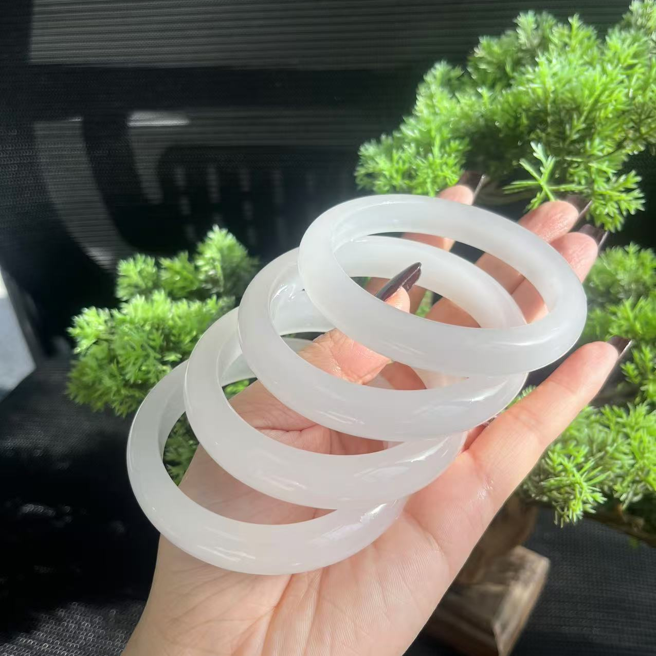 定制天然天山翠白月光手镯（多样性发货发其一）