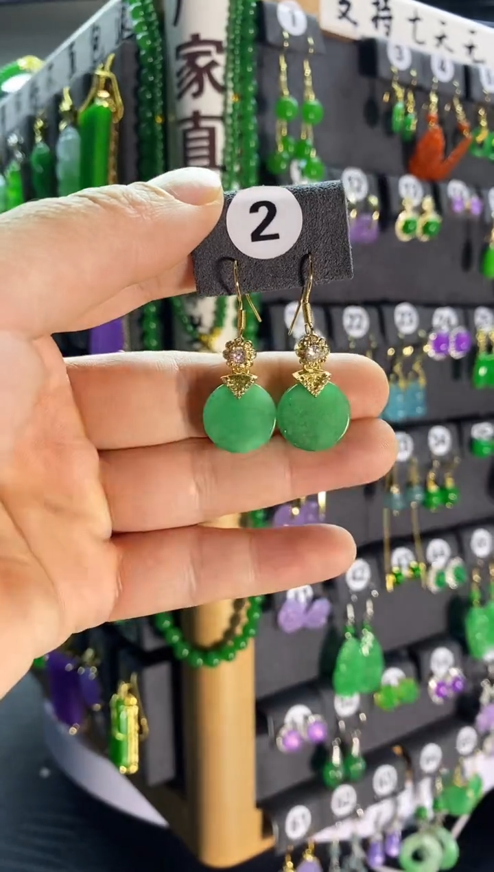 【闪购商品】翡翠耳饰银S925镶嵌2....