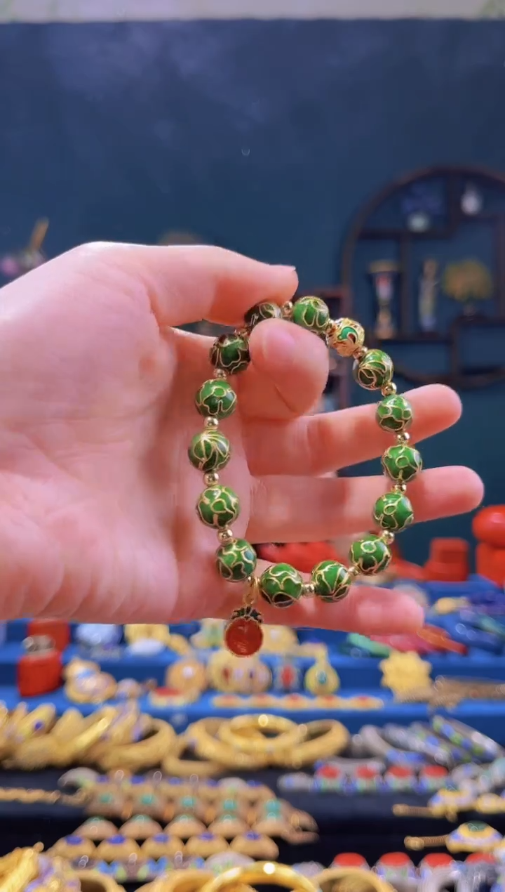 【闪购商品】景泰蓝手串1.0绿万花