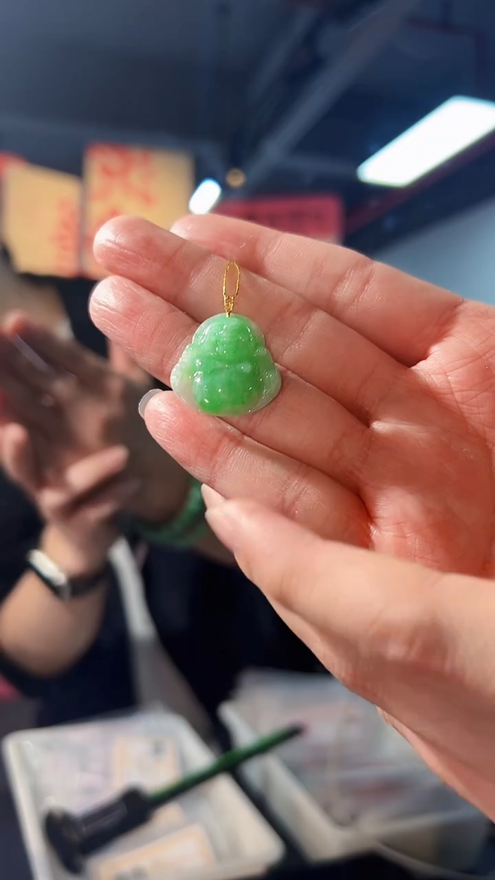 【闪购商品】翡翠颈饰18K金镶嵌缅料A货/支持复检/一件