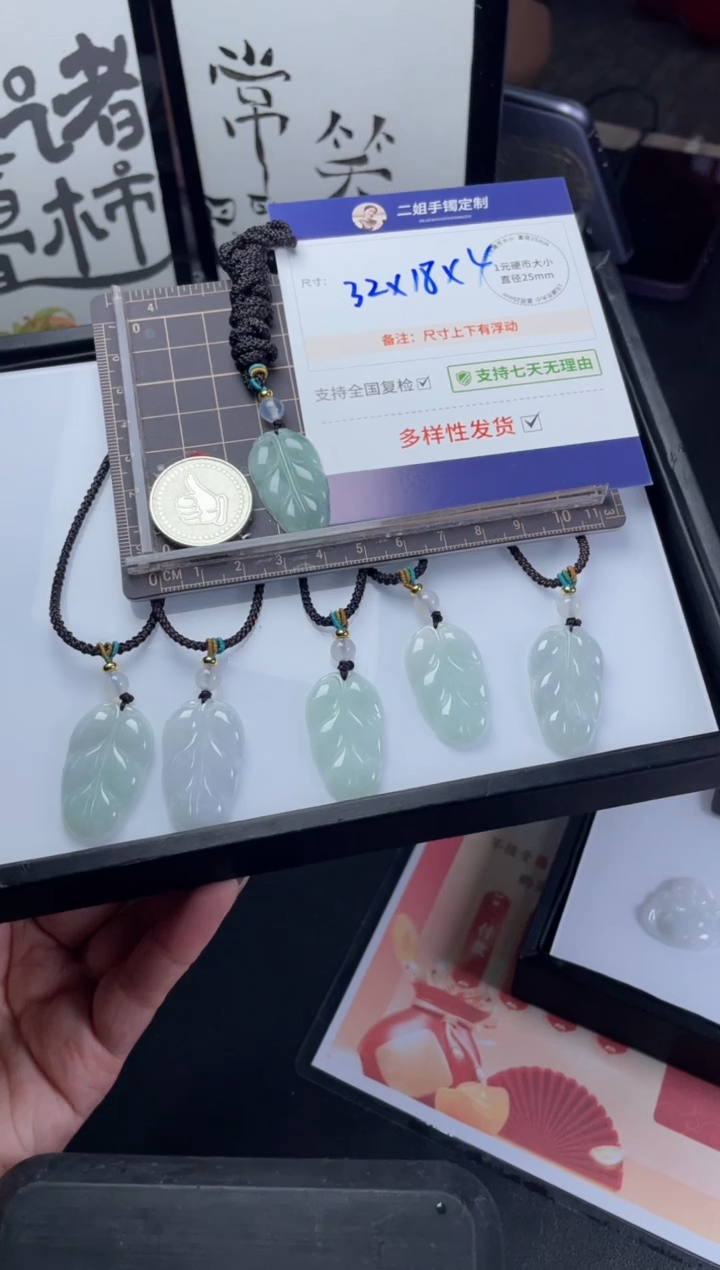 【闪购商品】翡翠挂件未镶嵌叶子1/多样性发其一配绳@ZBCP