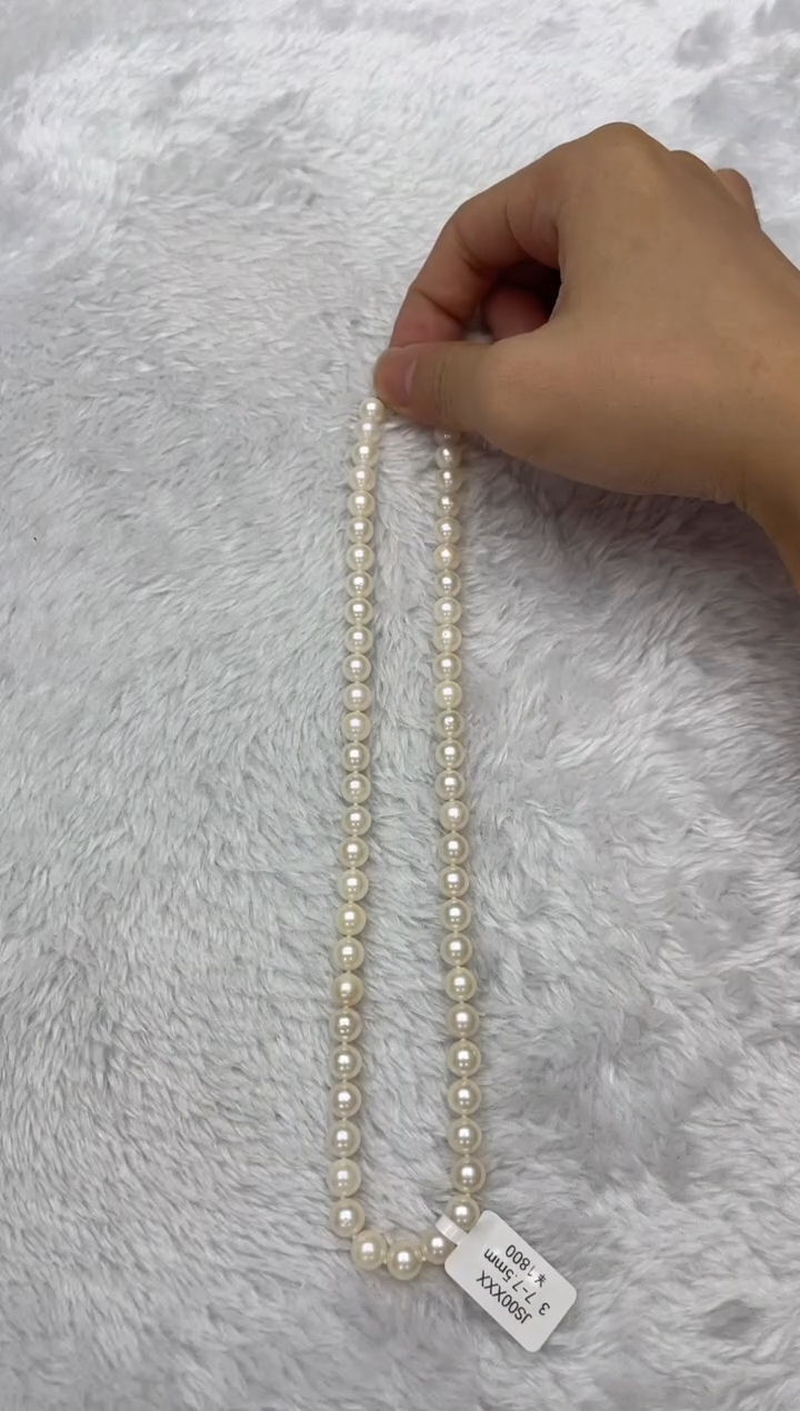 海水珍珠银S925镶嵌项链AK羽皇金7-7.5mm