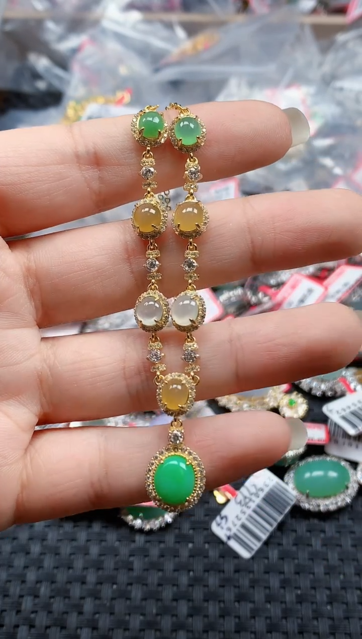 银S925镶嵌戒指翡翠天然A货缅甸翡翠