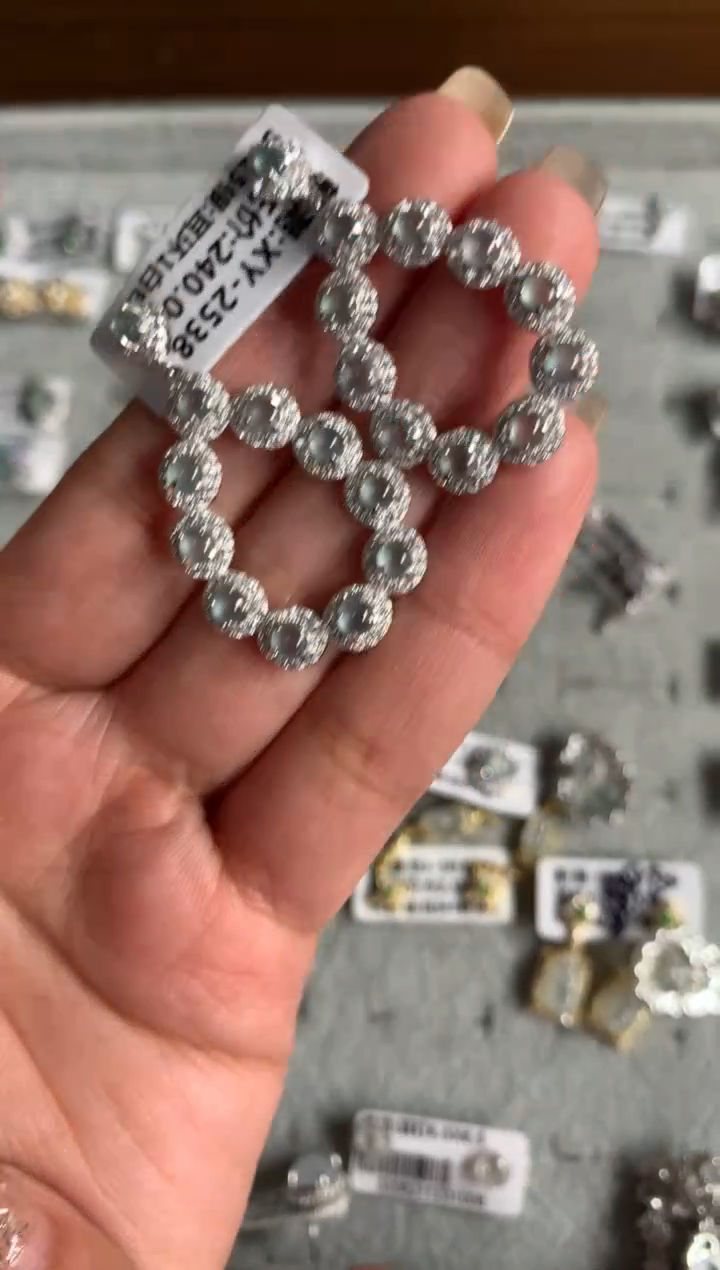 银S925镶嵌戒指翡翠耳饰