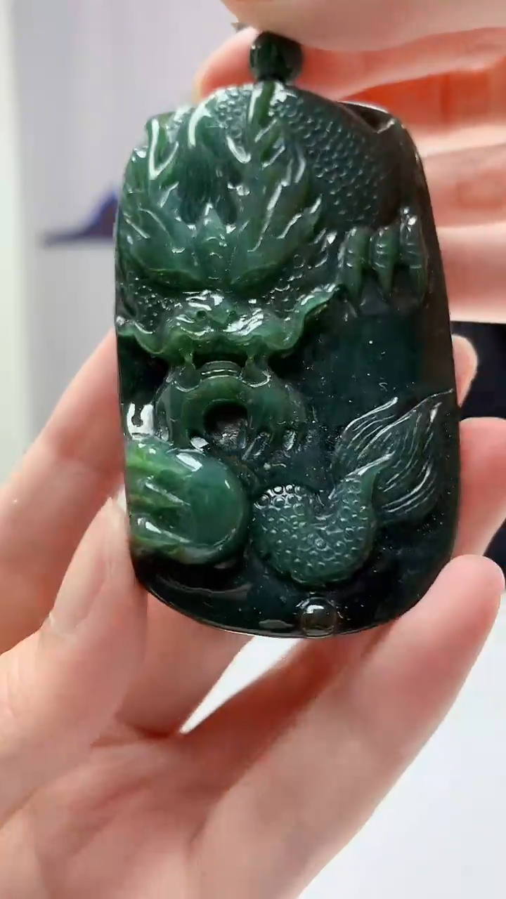 【闪购商品】定制翡翠未镶嵌4917zm-毛货挂件118龙牌