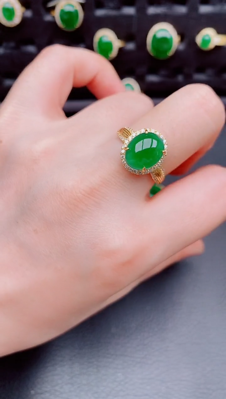 【闪购商品】翡翠戒指银S925镶嵌天然a货翡翠323