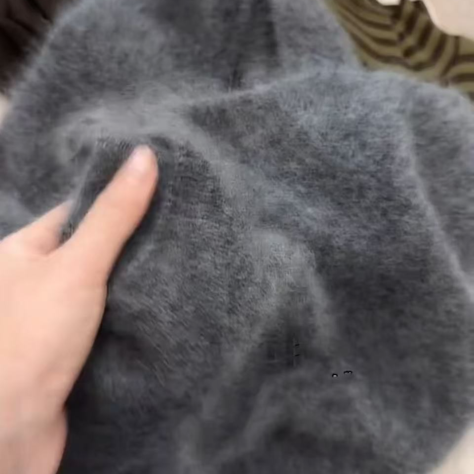 多米羊毛拉毛20025秋冬新款新款套头打底针织衫百搭半高领毛衣女