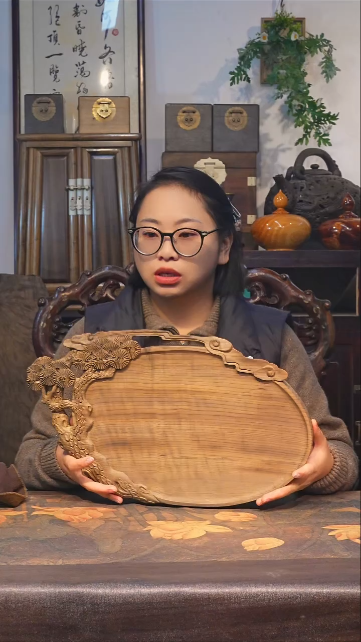 金丝楠小叶桢楠【1】纯手工 整板整雕 茶盘
