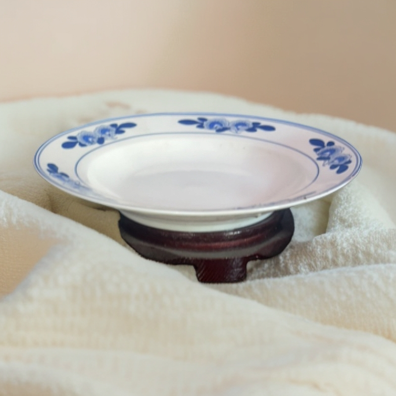 景德镇陶瓷青花双蕾花8寸深盘