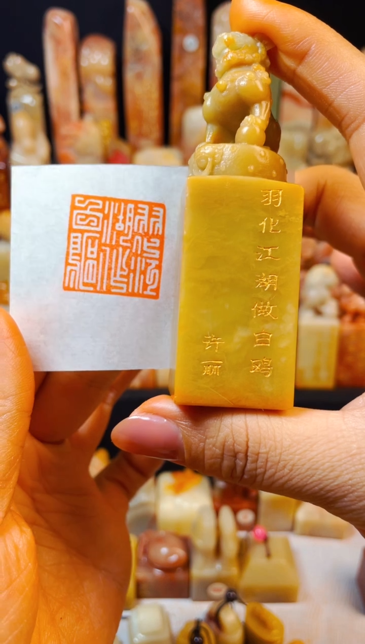 【闪购商品】青田石印石手工篆刻《羽化江湖做白鸥》