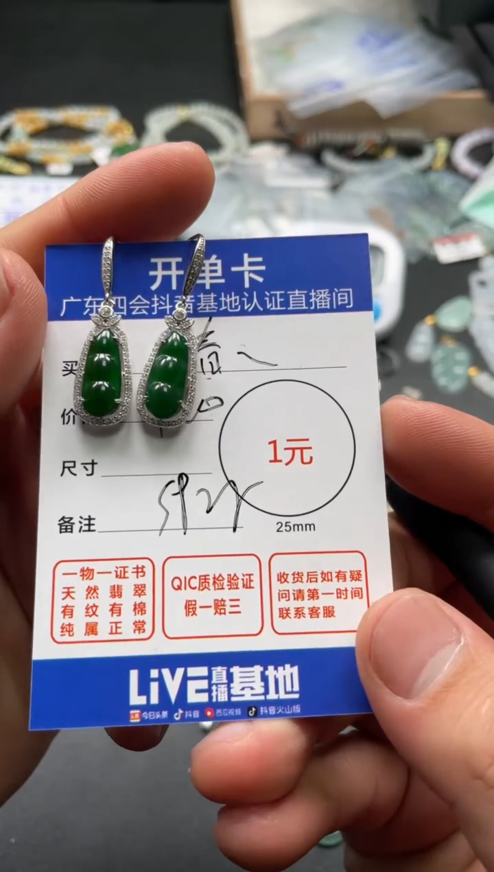 【闪购商品】翡翠颈饰银S925镶嵌耳钉