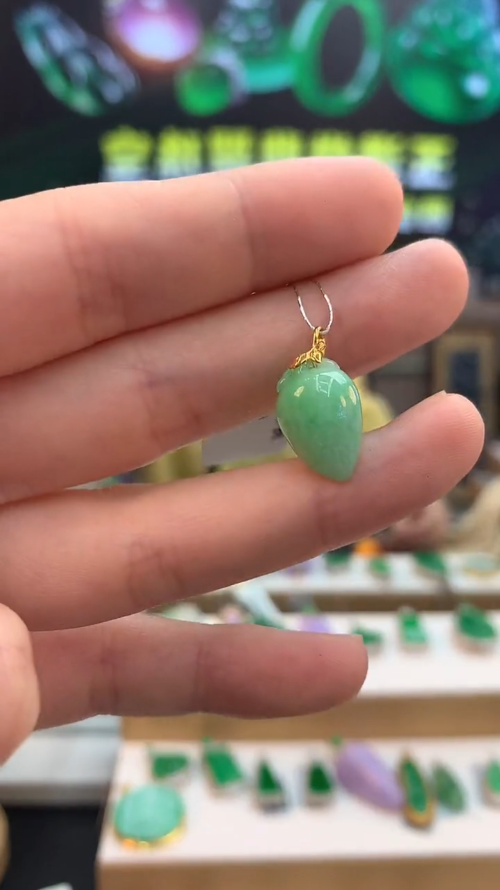 【闪购商品】翡翠颈饰18K金镶嵌赠礼盒证书  敏