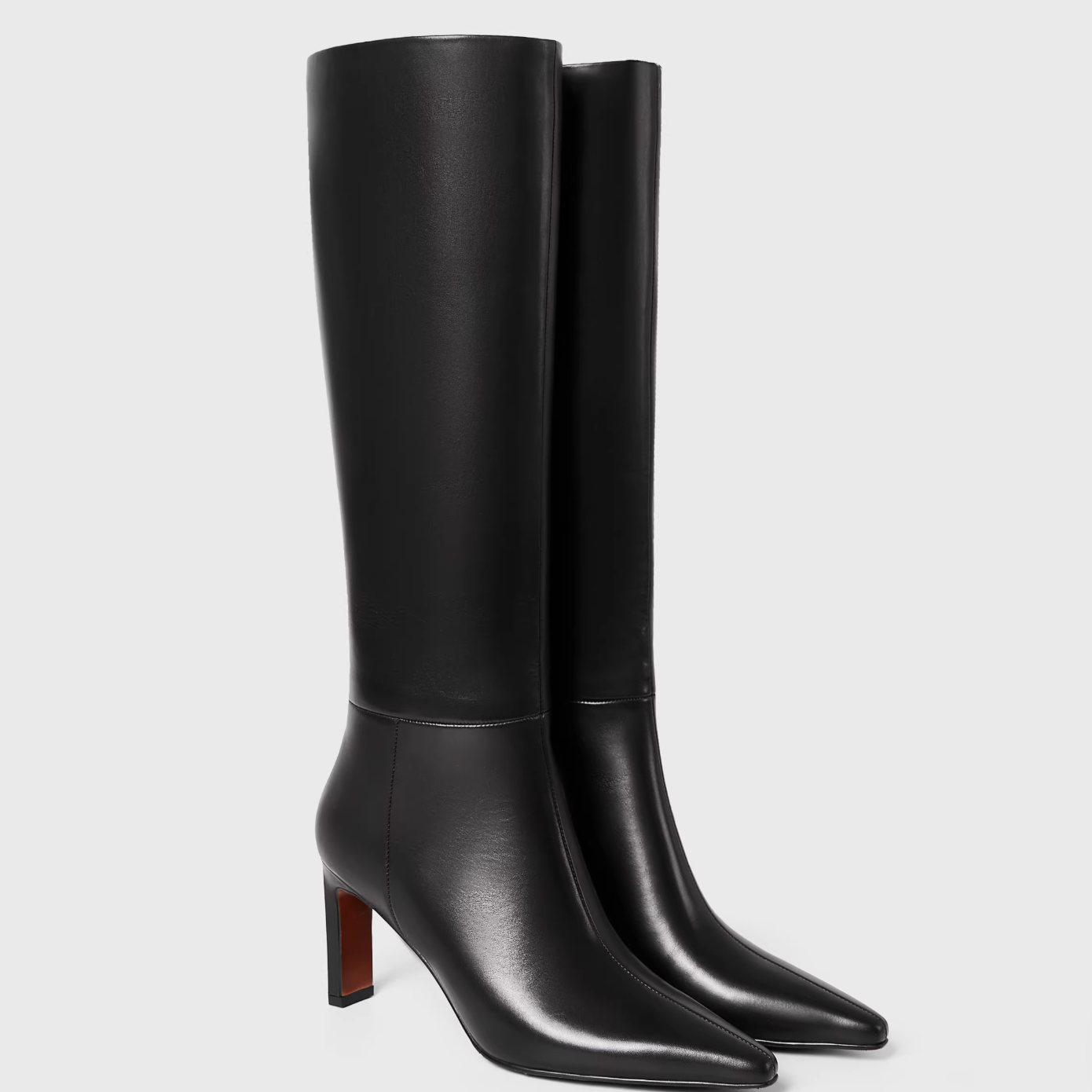 明星同款女鞋2025冬季新款长筒靴尖头高跟时装靴高筒靴